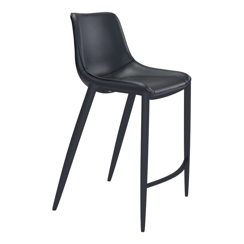 Set Of Two 43" Black Steel Low Back Bar Height Chairs With Footrest By Homeroots