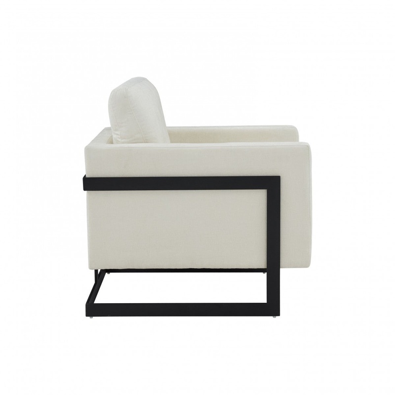 Stylish Cream and Black Fabric Accent Chair By Homeroots