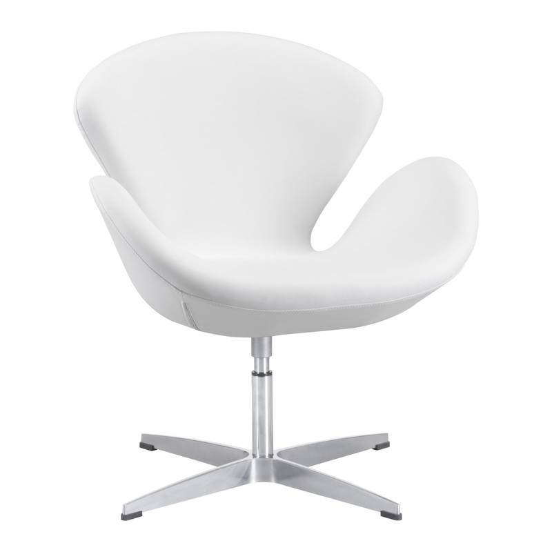 White Scoop Swivel Chair By Homeroots