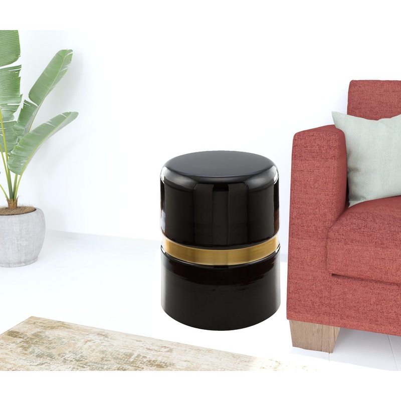 18" Black and Gold Modern Tubular Round Top End Table By Homeroots