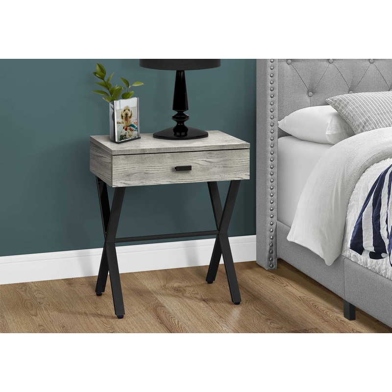 22" Black And Gray End Table With Drawer By Homeroots