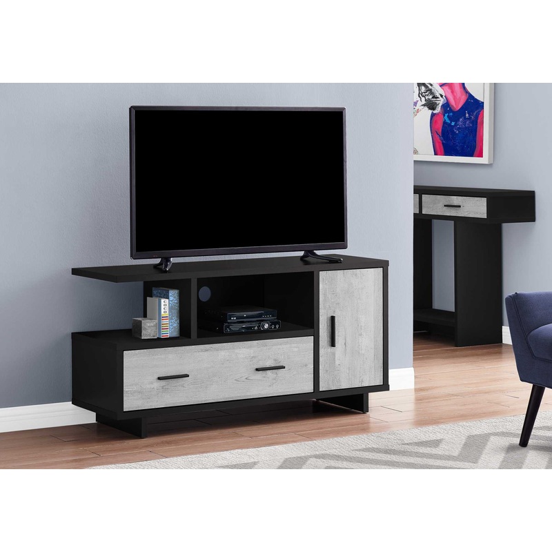 23.75" Black And Grey Particle Board Laminate And Mdf TV Stand With Storage By Homeroots