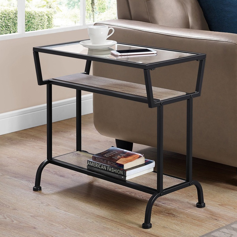 24" Clear And Black Glass Console Table With Storage By Homeroots