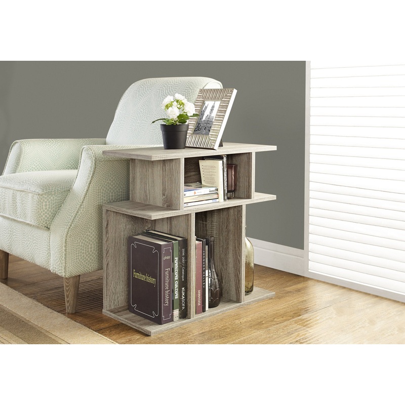 24" Deep Taupe End Table With 6 By Homeroots