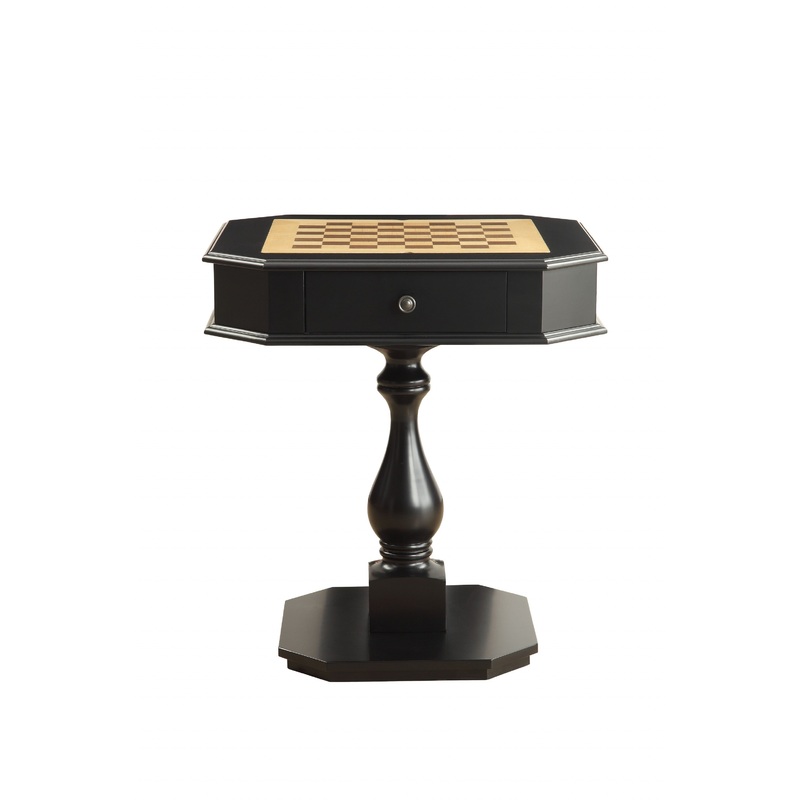 28" Black Solid and Manufactured Wood Octagon Pedestal Console Table By Homeroots