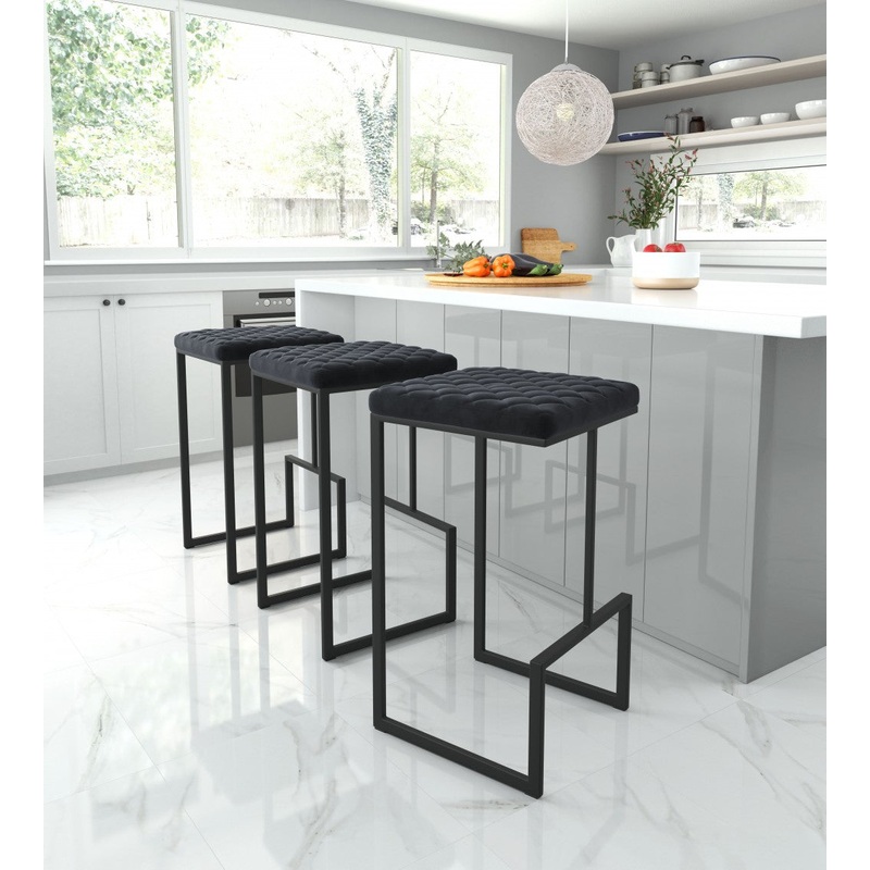 30" Black Steel Backless Bar Height Chair With Footrest By Homeroots