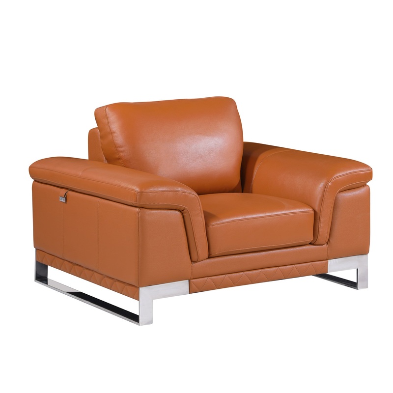 32" Camel Lovely Leather Chair By Homeroots