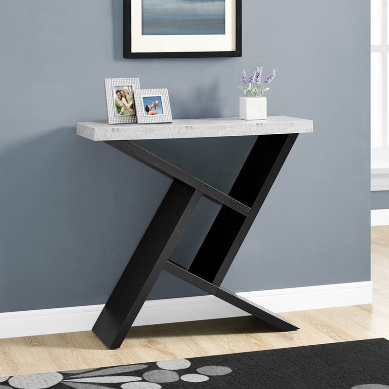 36" Gray And Black Abstract Console Table With Storage By Homeroots