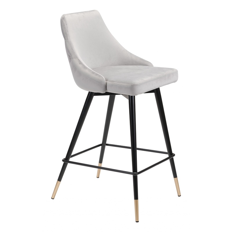 36" Gray Steel Low Back Chair With Footrest By Homeroots