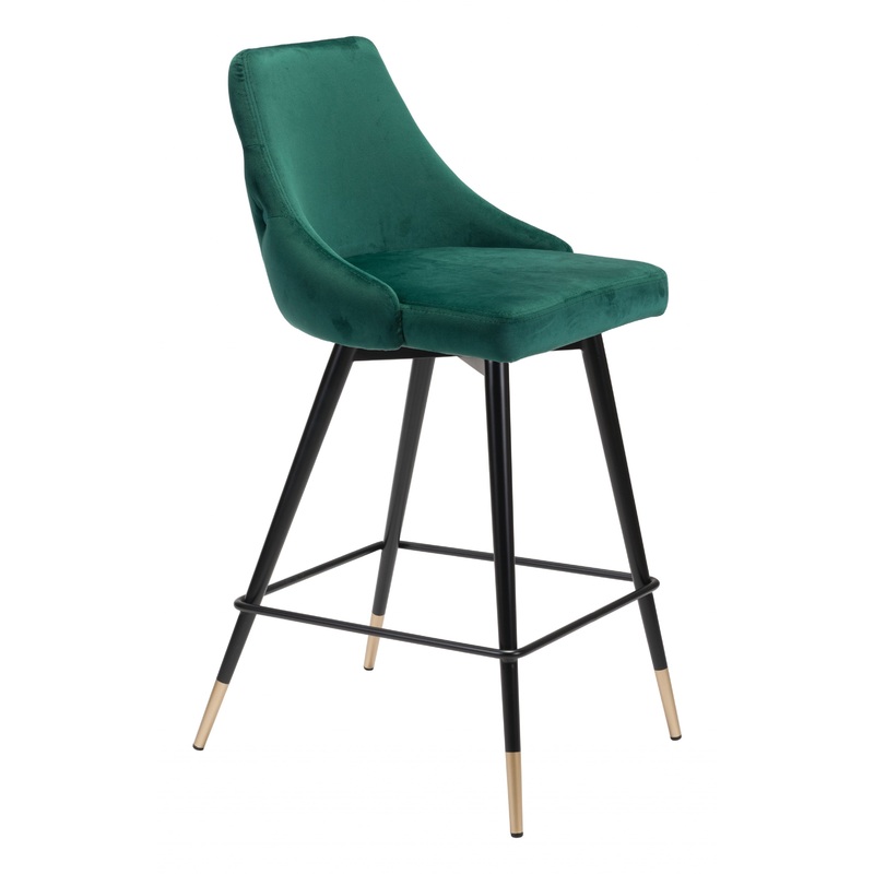 36" Green And Black Steel Low Back Counter Height Bar Chair With Footrest By Homeroots