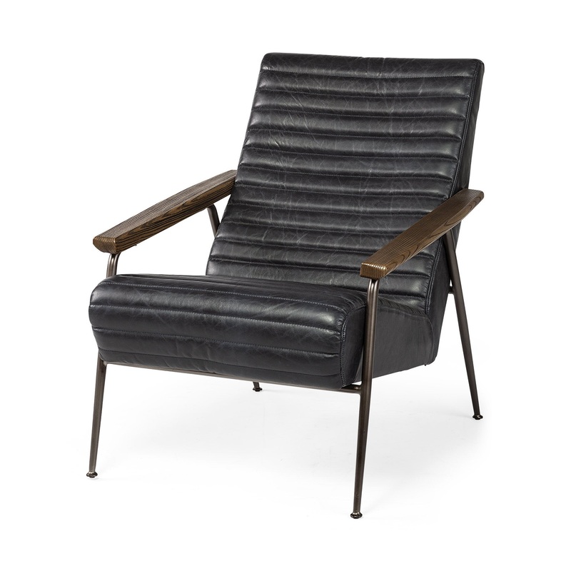 37" Black And Brown Faux Leather Lounge Chair By Homeroots
