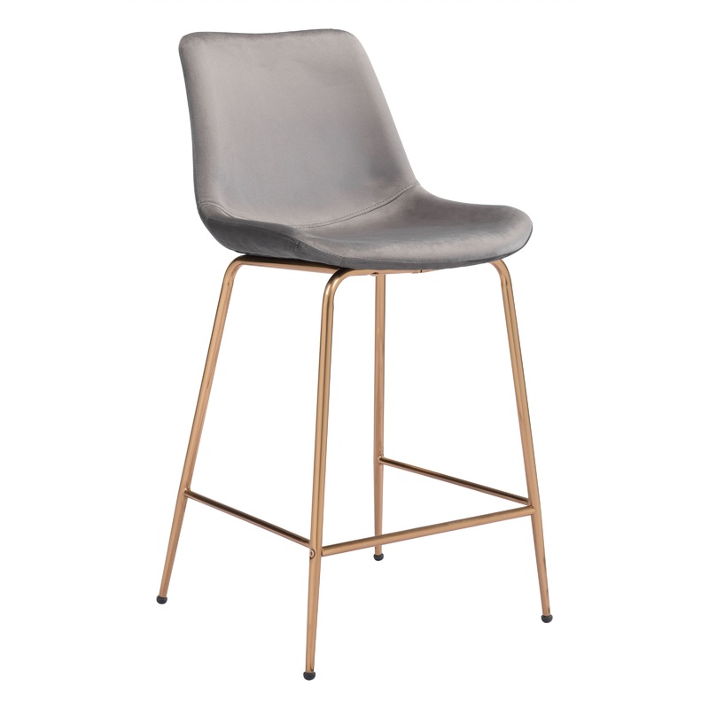 39" Gray Steel Low Back Chair With Footrest By Homeroots