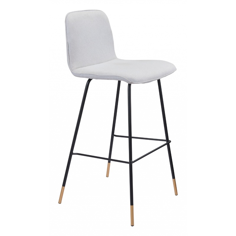 40" Light Gray Upholstered and Black Bar Height Chair With Footrest By Homeroots