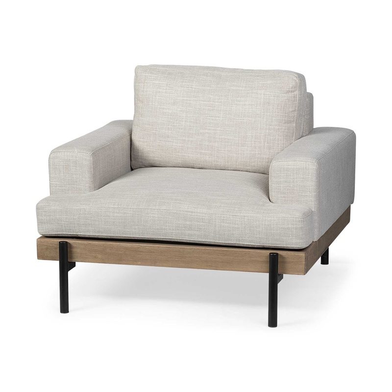 41" Cream And Black Fabric Arm Chair By Homeroots