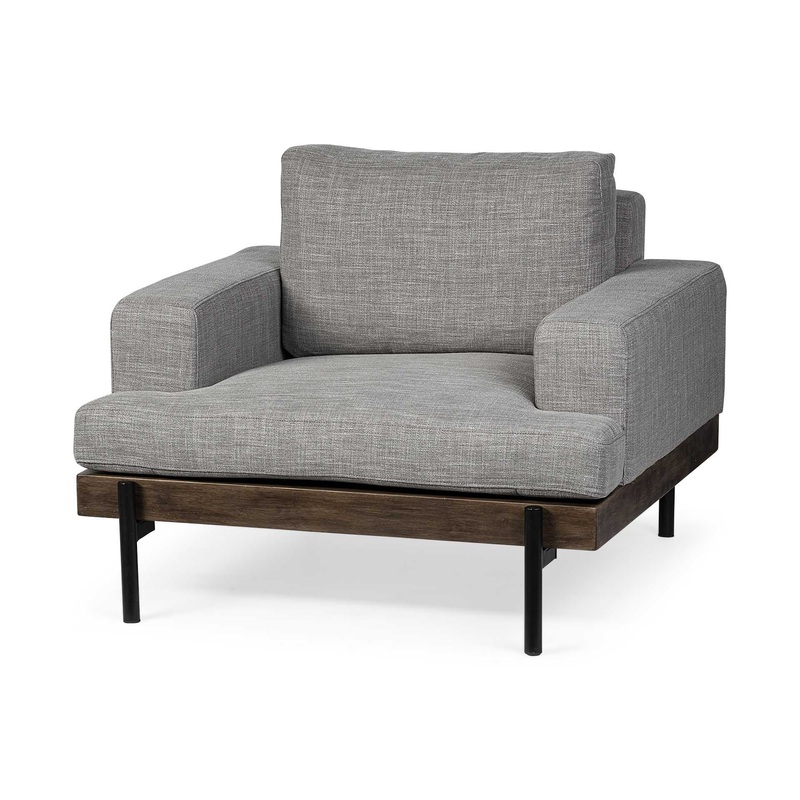 41" Gray And Black Linen Club Chair By Homeroots