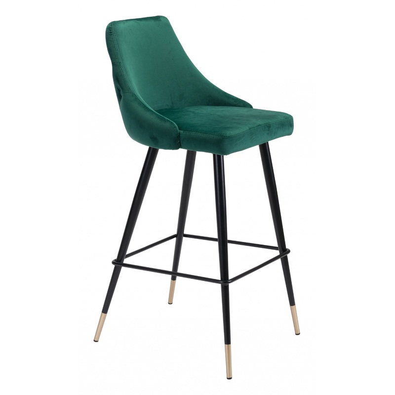41" Green And Black Steel Low Back Bar Height Chair With Footrest By Homeroots