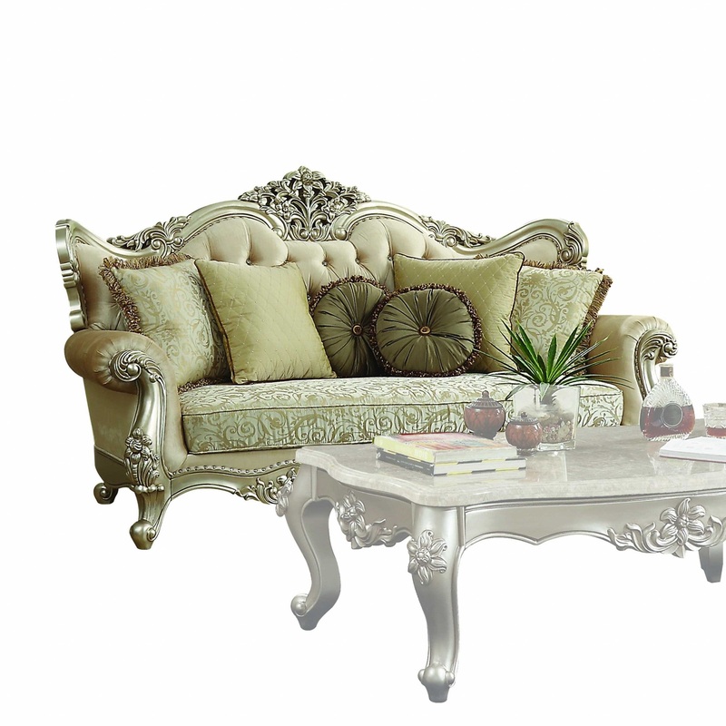 41" X 88" X 50" Fabric Champagne Upholstery Wood Legtrim Sofa W7 Pillows By Homeroots
