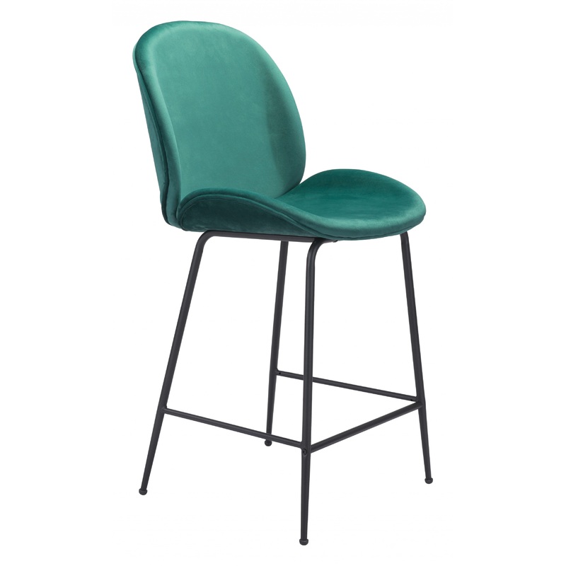 42" Green And Black Steel Low Back Counter Height Bar Chair With Footrest By Homeroots