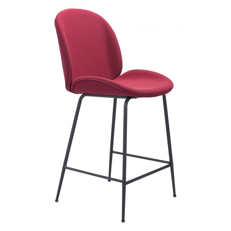 42" Red And Black Steel Low Back Counter Height Bar Chair With Footrest By Homeroots