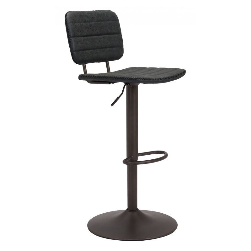 43" Black Steel Swivel Low Back Counter Height Bar Chair With Footrest By Homeroots