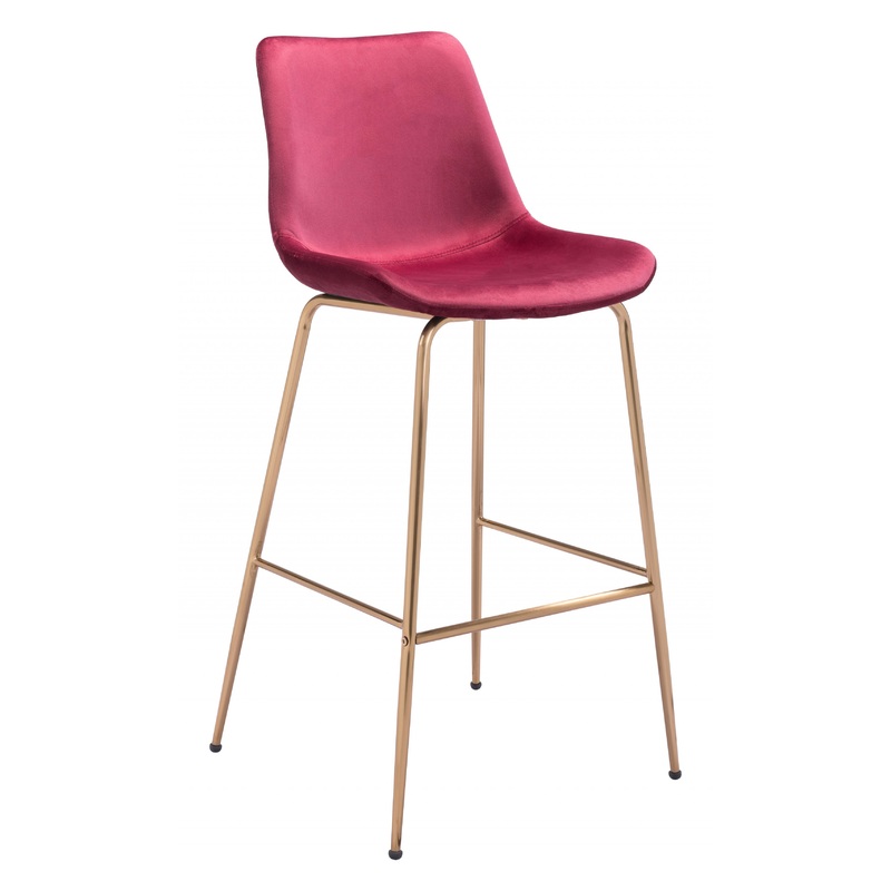 43" Red Steel Low Back Chair With Footrest By Homeroots