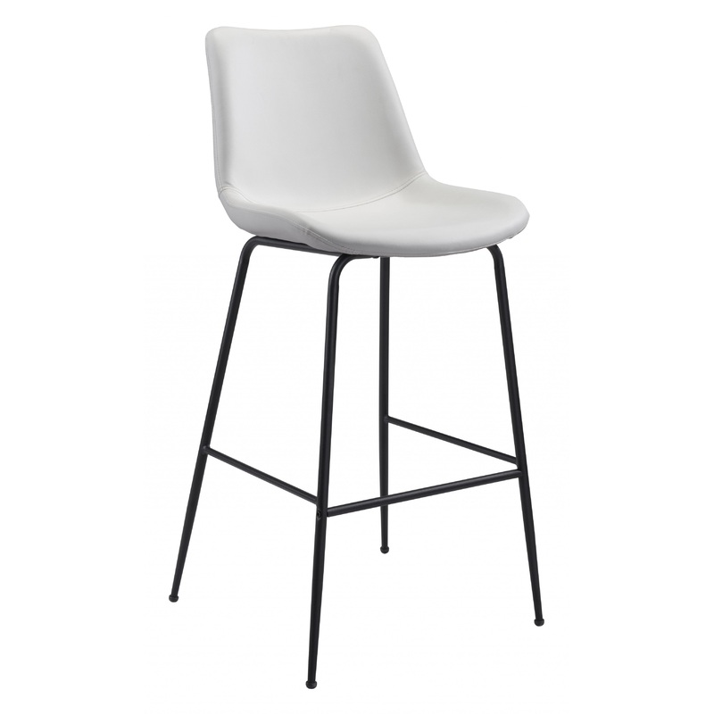 43" White And Black Steel Low Back Bar Height Chair With Footrest By Homeroots