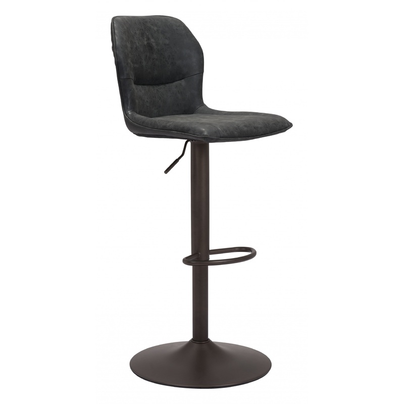 44" Black Steel Swivel Low Back Counter Height Bar Chair With Footrest By Homeroots