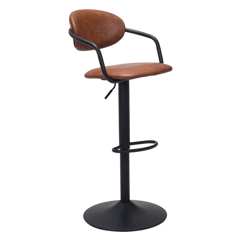 44" Brown And Black Steel Swivel Low Back Counter Height Bar Chair With Footrest By Homeroots