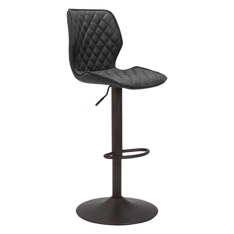 45" Black Steel Swivel Low Back Counter Height Bar Chair With Footrest By Homeroots