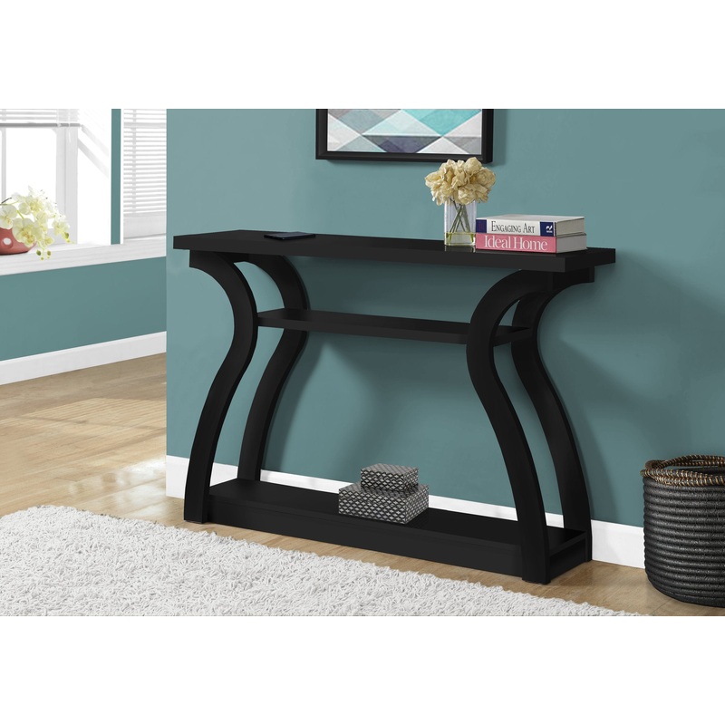 47" Black Floor Shelf Console Table With Storage By Homeroots