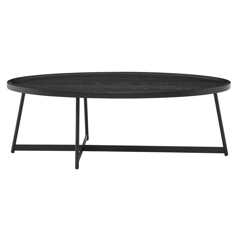 47" Black Manufactured Wood Oval Coffee Table By Homeroots