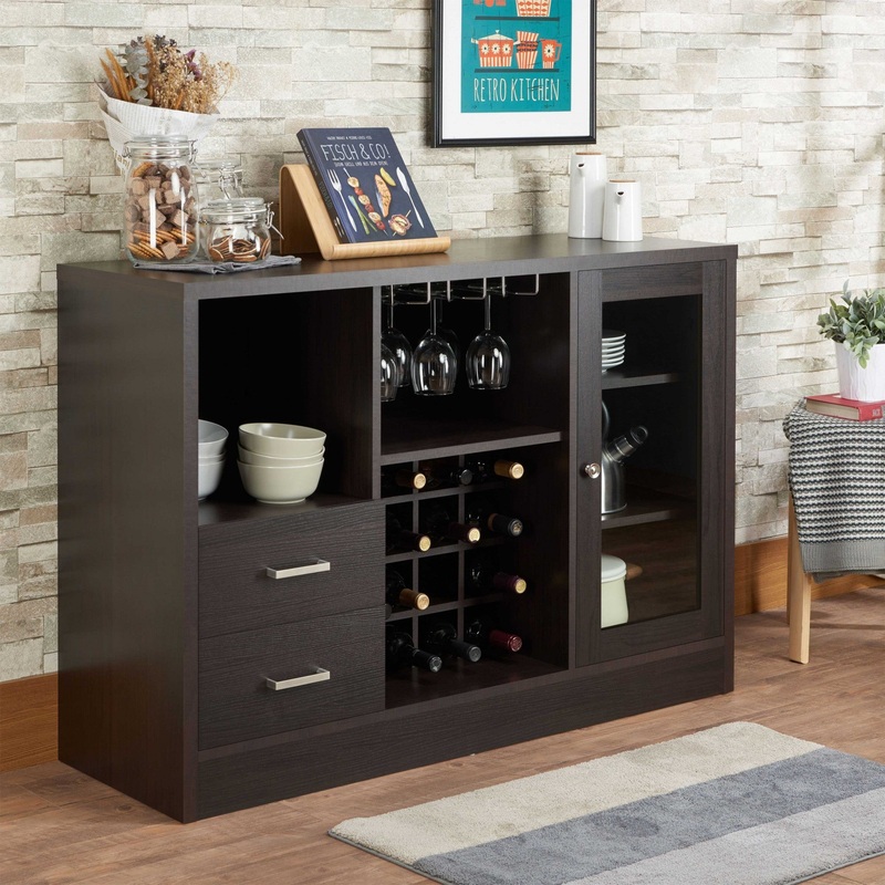 47" X 16" X 33" Espresso Wood Server By Homeroots