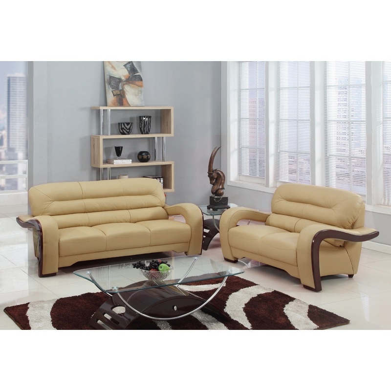 55.9'" X 35.8'"  X 34.3'" Modern Beige Leather Sofa And Loveseat By Homeroots