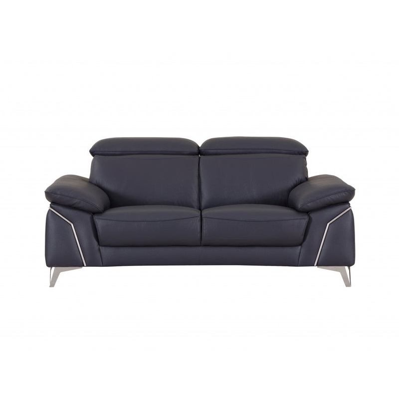 68'" X 41'"  X 39'" Modern Navy Leather Sofa And Loveseat By Homeroots
