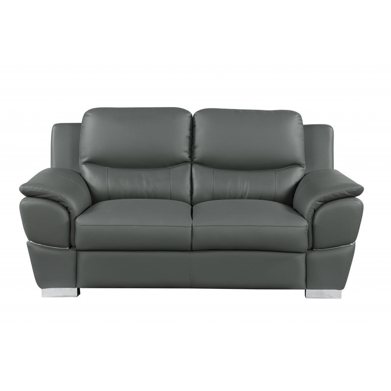 69'" X 34'"  X 35'" Modern Gray Leather Sofa And Loveseat By Homeroots