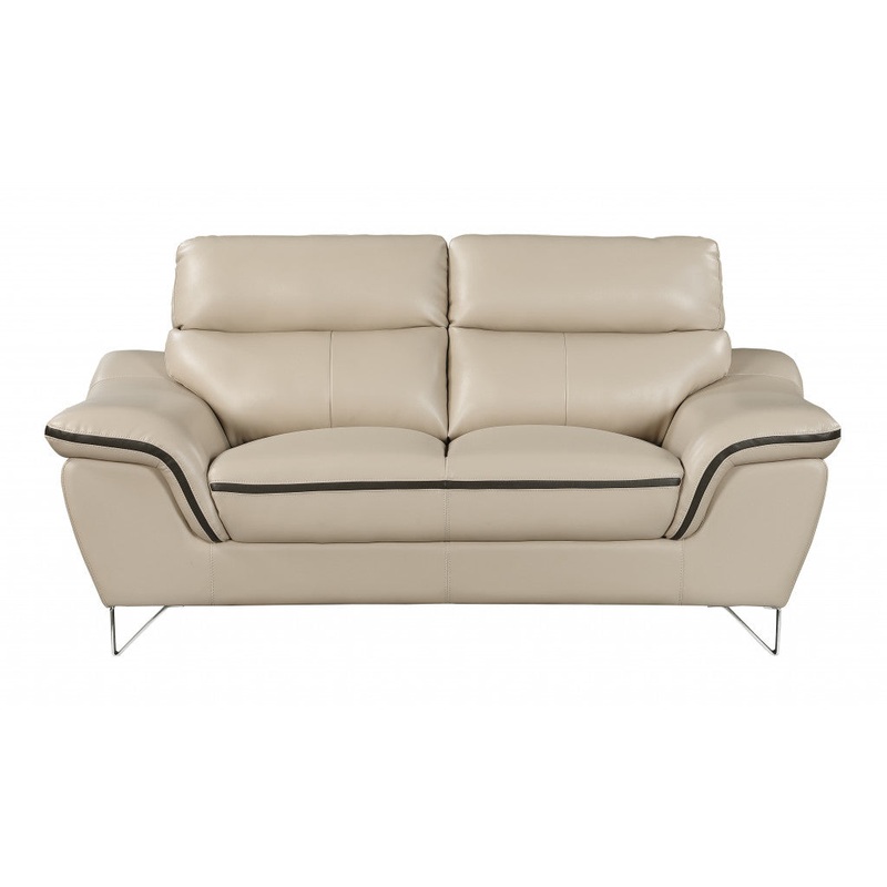 69'" X 36'"  X 40'" Modern Beige Leather Sofa And Loveseat By Homeroots