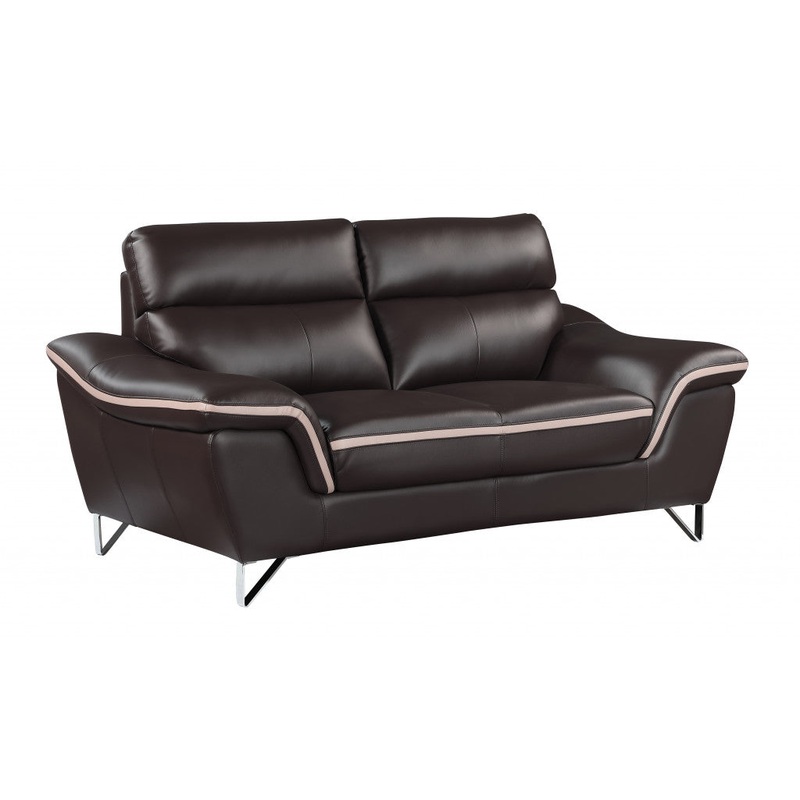 69'" X 36"  X 40'" Modern Brown Leather Sofa And Loveseat By Homeroots
