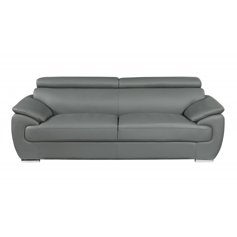 69 X 38  X 32To 39 Modern Gray Leather Sofa And Loveseat By Homeroots
