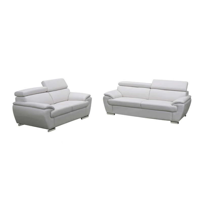 69" X 38" X 32To 39" Modern White Leather Sofa And Loveseat By Homeroots