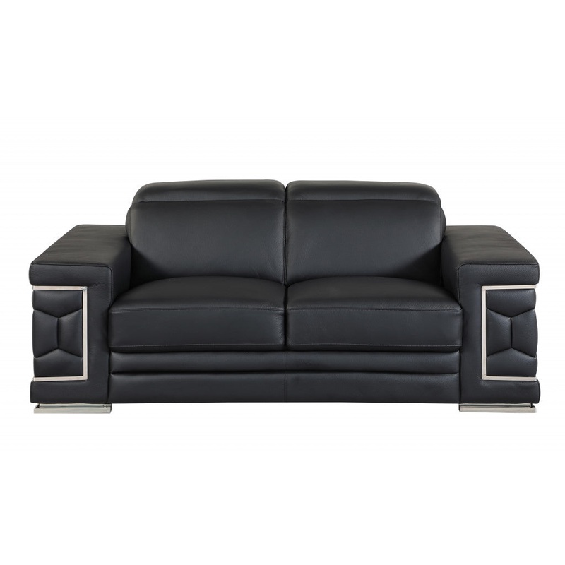 71" X 41" X 29" Modern Black Leather Sofa And Loveseat By Homeroots