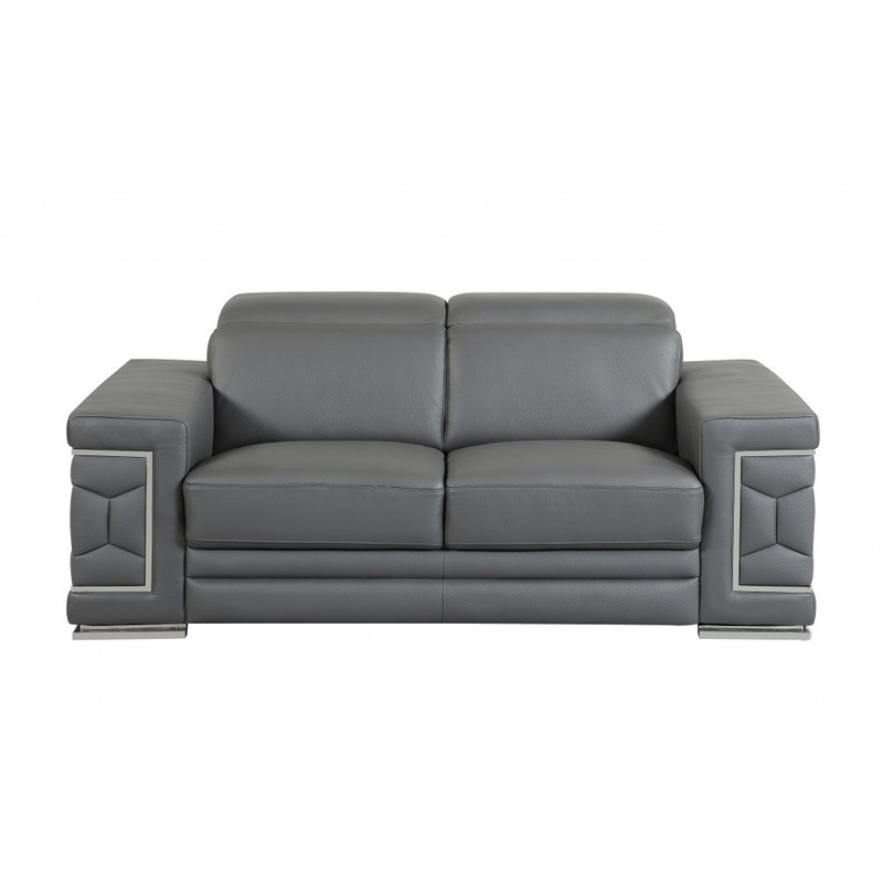 71" X 41" X 29" Modern Dark Gray Leather Sofa And Loveseat By Homeroots