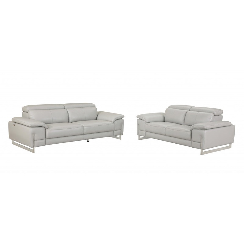 71'" X 42'"  X 31'" Modern Light Gray Leather Sofa And Loveseat By Homeroots