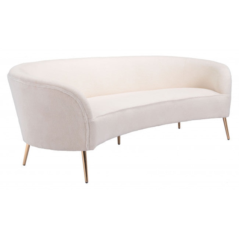 86" White Polyester Blend And Gold Sofa By Homeroots