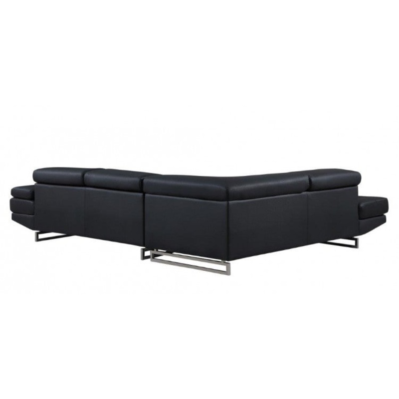 Black Faux Leather Stationary L Shaped Two Piece Sofa And Chaise By Homeroots