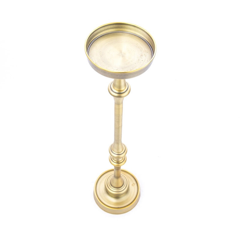 Brushed Gold Finish Drink Size Accent Table By Homeroots
