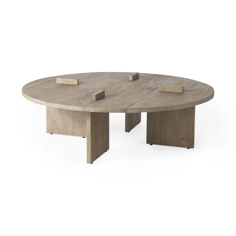 Cool Gray Brown Round Wooden Coffee Table By Homeroots