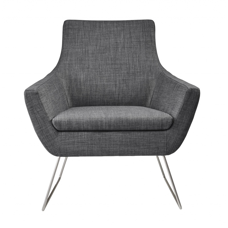 Dark Grey Upholstered Armchair By Homeroots