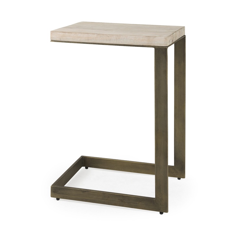 Modern Natural Wash And Golden C Shape Tv Table By Homeroots