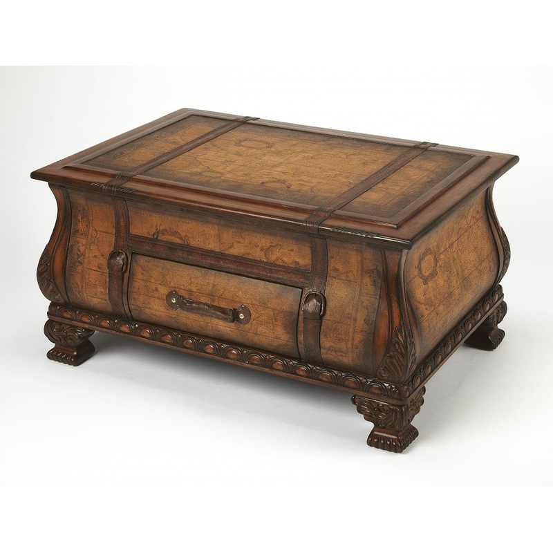 Old World Vintage Style Map Bombe Coffee Table By Homeroots