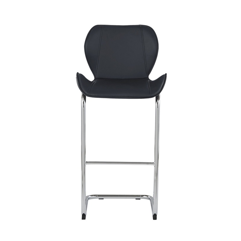 Set Of 4 Modern Black Barstools With Chrome Legs By Homeroots
